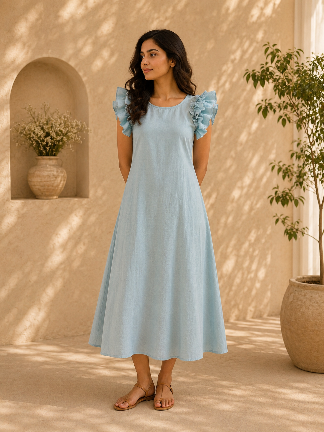 Denim Ruffle Dress