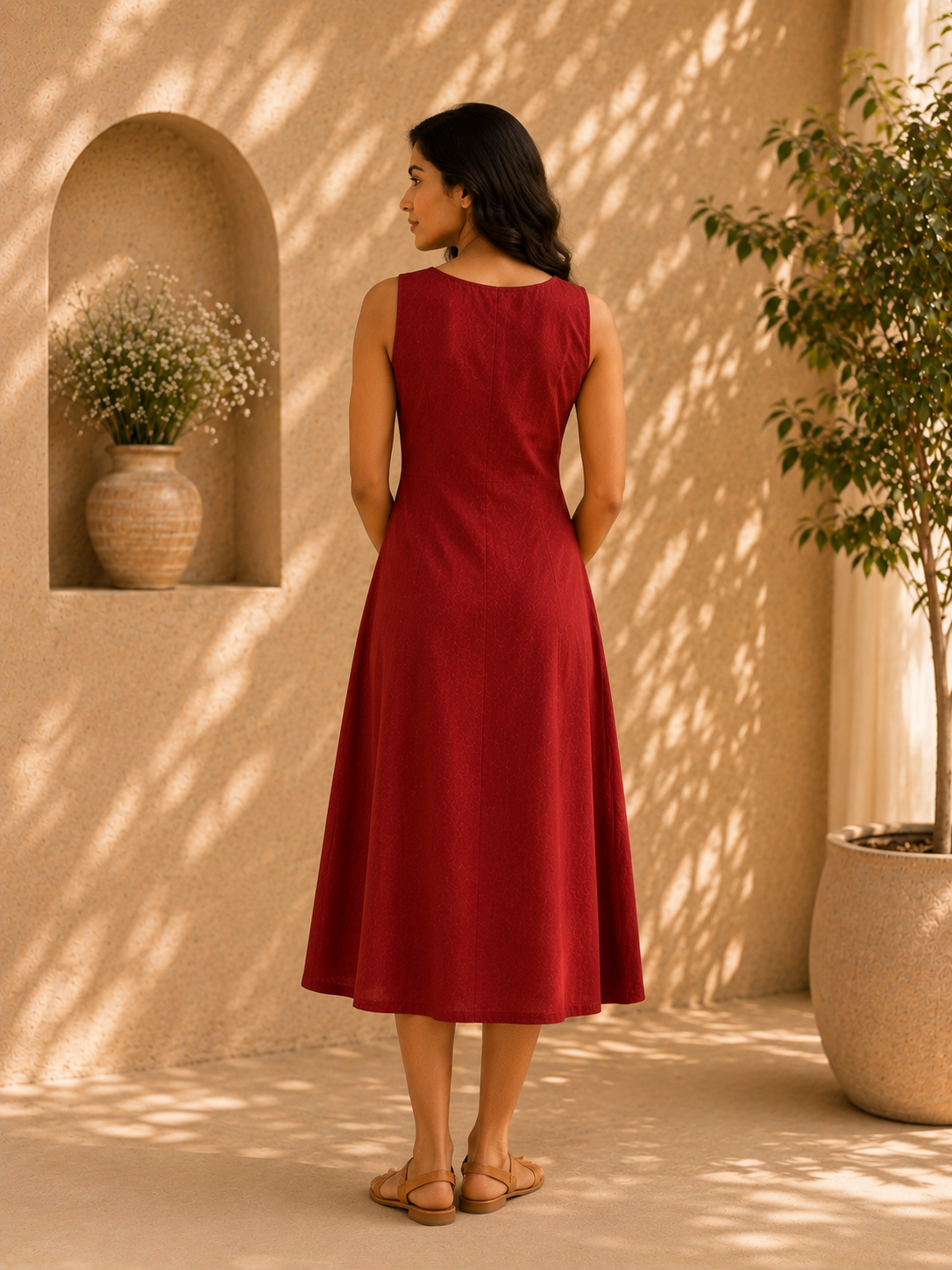 Rust Hand Embroidered Dress