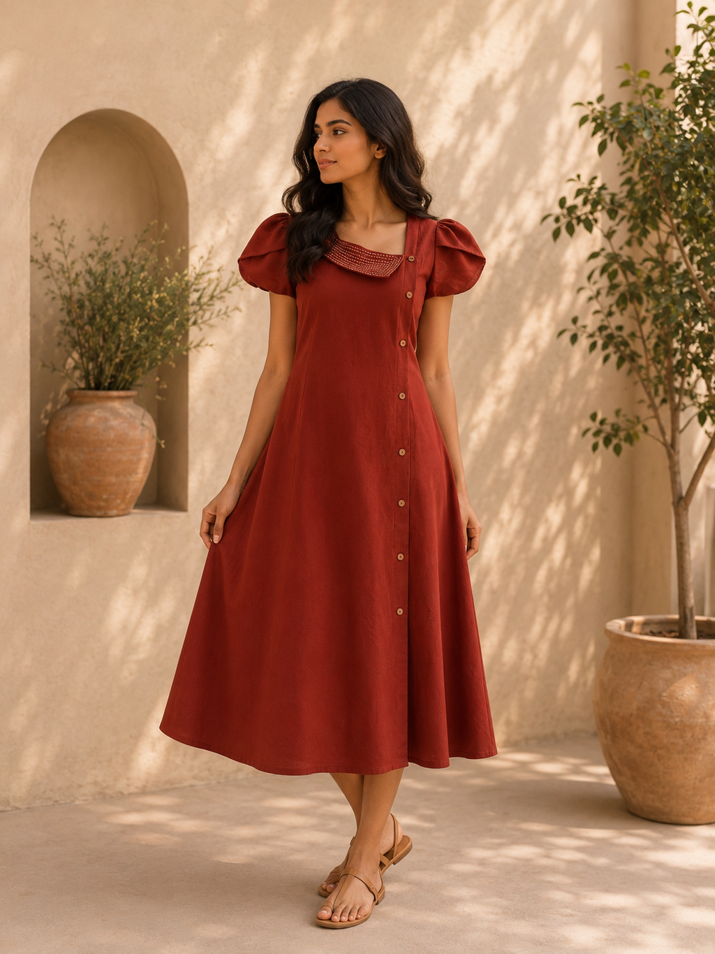 Rust Thread Work Dress