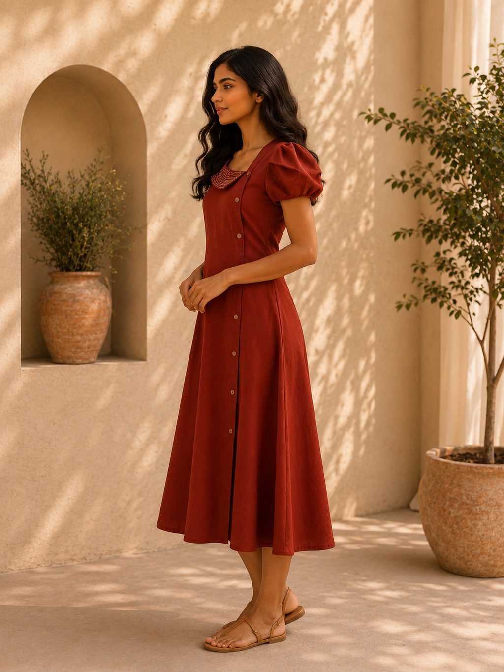 Rust Thread Work Dress
