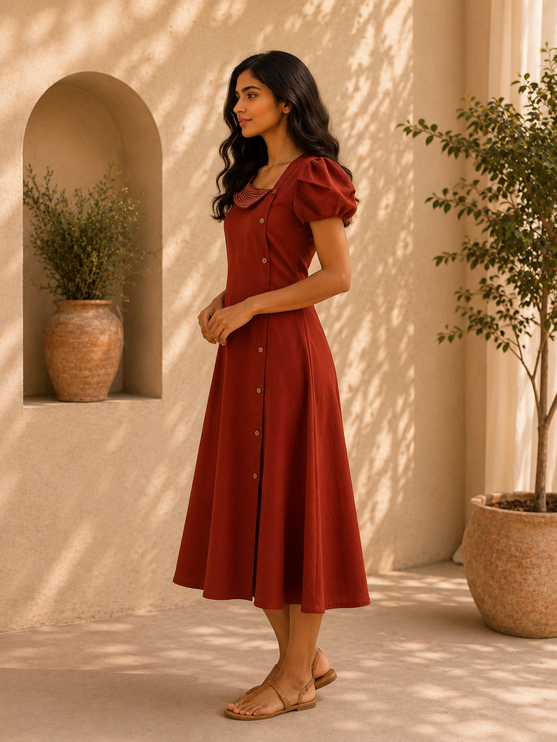 Rust Thread Work Dress