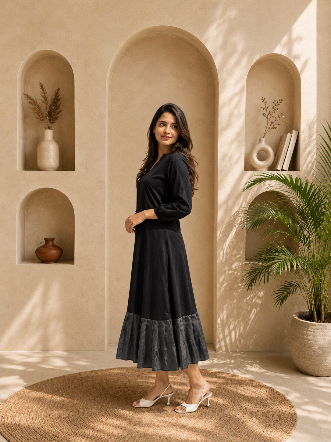 Black Cotton Reversible Collar Tunics
