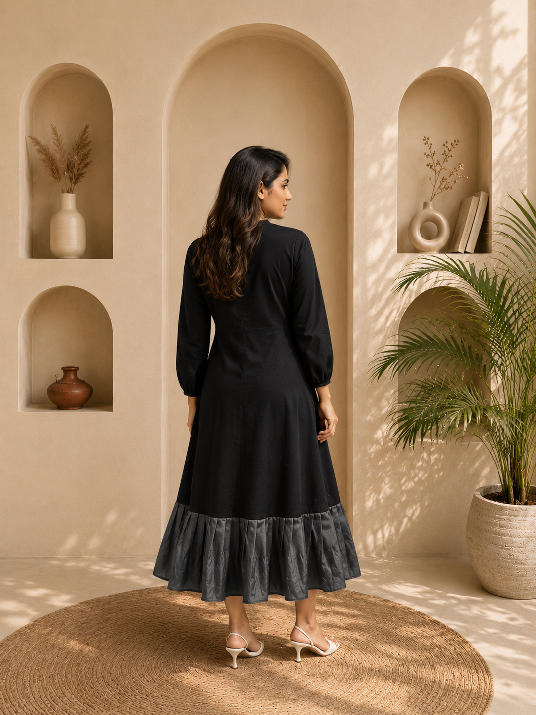 Black Cotton Reversible Collar Tunics